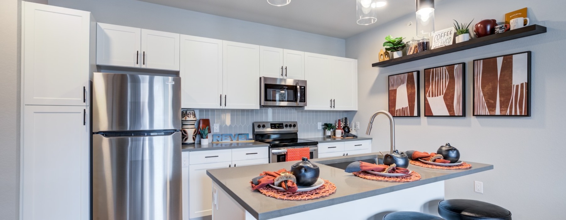 kitchen with white cabinets and stainless steel appliances